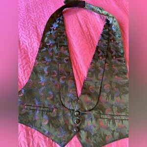 Men’s L &M   vest, black with purple & green - tropical flare-adjustable